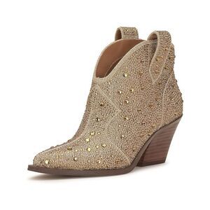 JESSICA SIMPSON Womens Beige Front Notch Zadie Slip On Western Boot 5 M